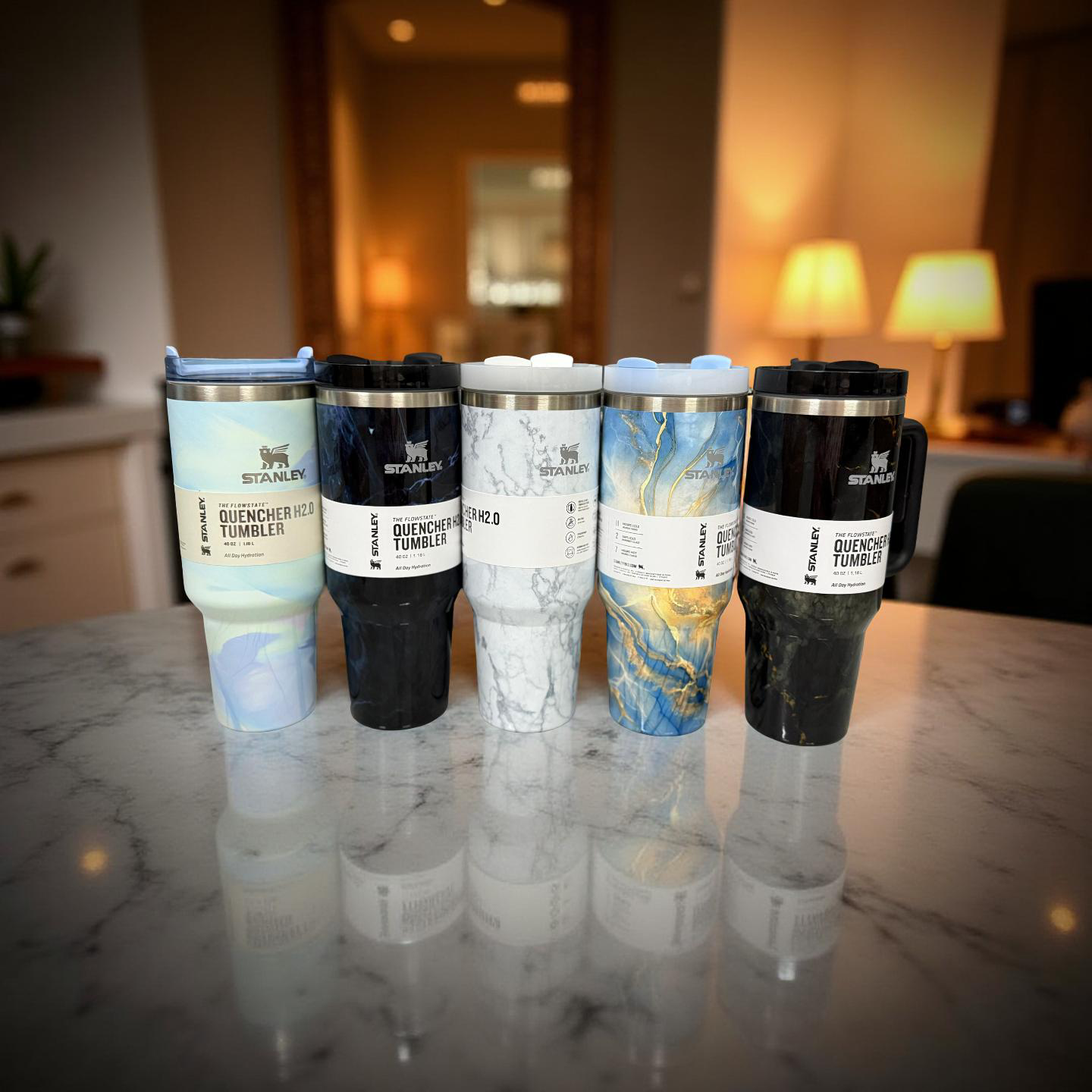 Marble Print Stanley Quencher H2.0 | 1.18L | Insulated Tumbler